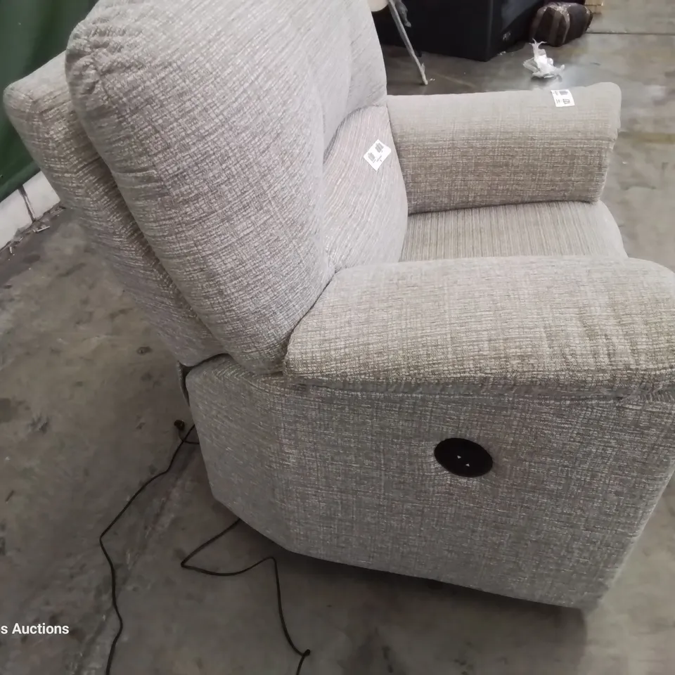 QUALITY BRITISH DESIGNER & MANUFACTURED G PLAN CHLOE POWER RECLINING EASY CHAIR LOOM SHALE FABRIC 