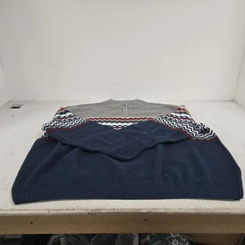BON PRIX COLLECTION NAVY/MULTI 1/4 ZIP UP KNITTED TOP UK 5XL