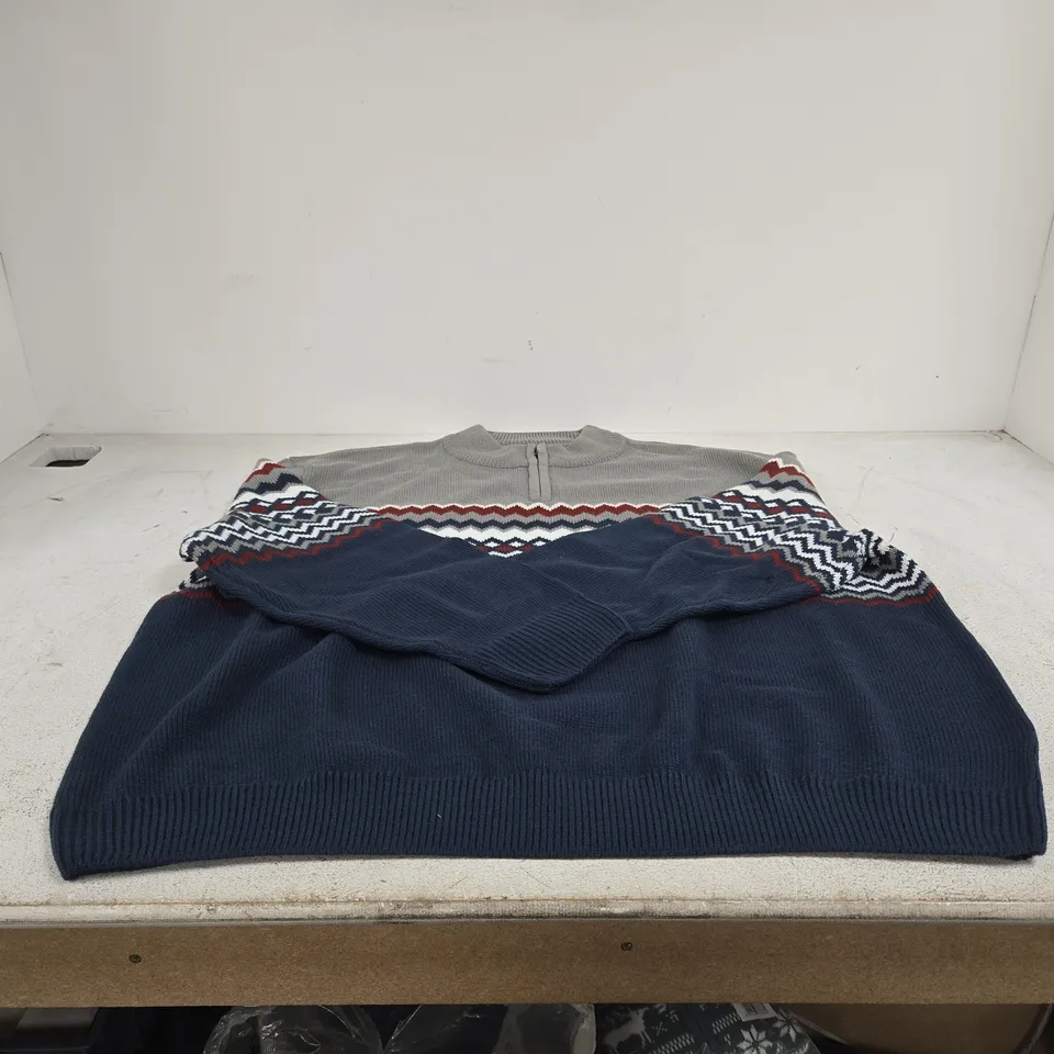 BON PRIX COLLECTION NAVY/MULTI 1/4 ZIP UP KNITTED TOP UK 5XL