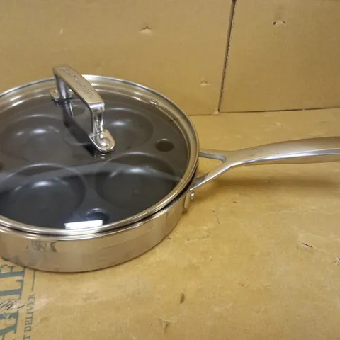 LE CREUSET 3-PLY 20CM EGG POACHING PAN WITH INSERT & GLASS LID
