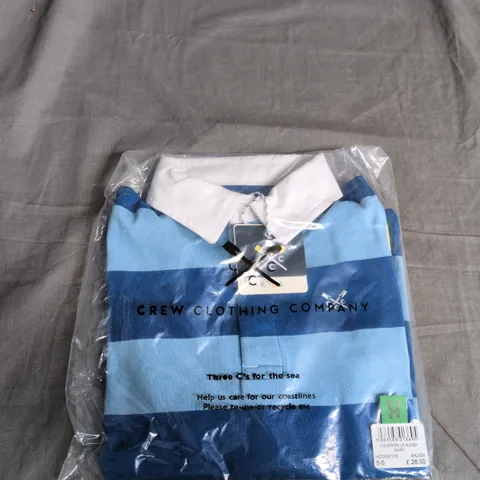 UK 5-6 CREW CLOTHING COMPANY YOUTH STRIPE LONG-SLEEVE RUGBY SHIRT – BLUE