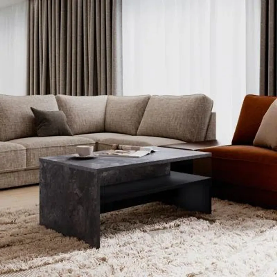 BOXED CARLOTTE SOLID COFFEE TABLE WITH STORAGE 