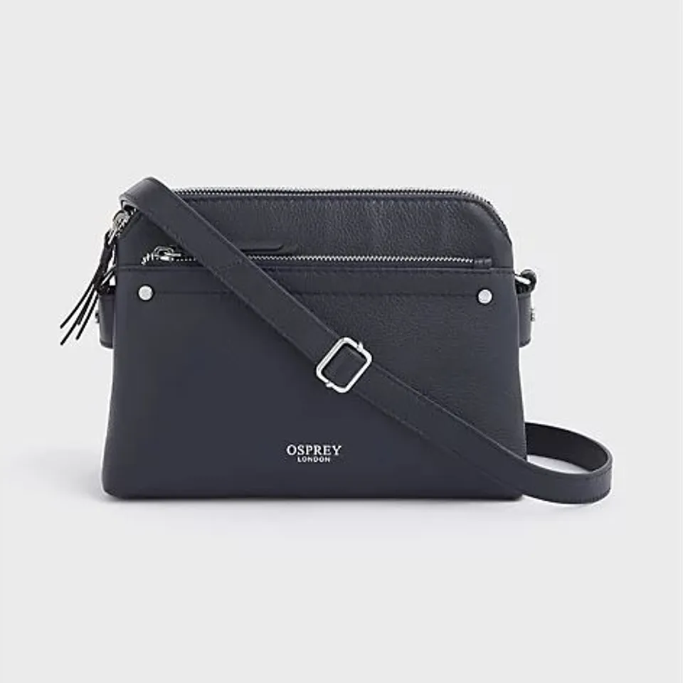 OSPREY LONDON CROFT MULTI STRAP LEATHER CROSSBODY BAG- NAVY
