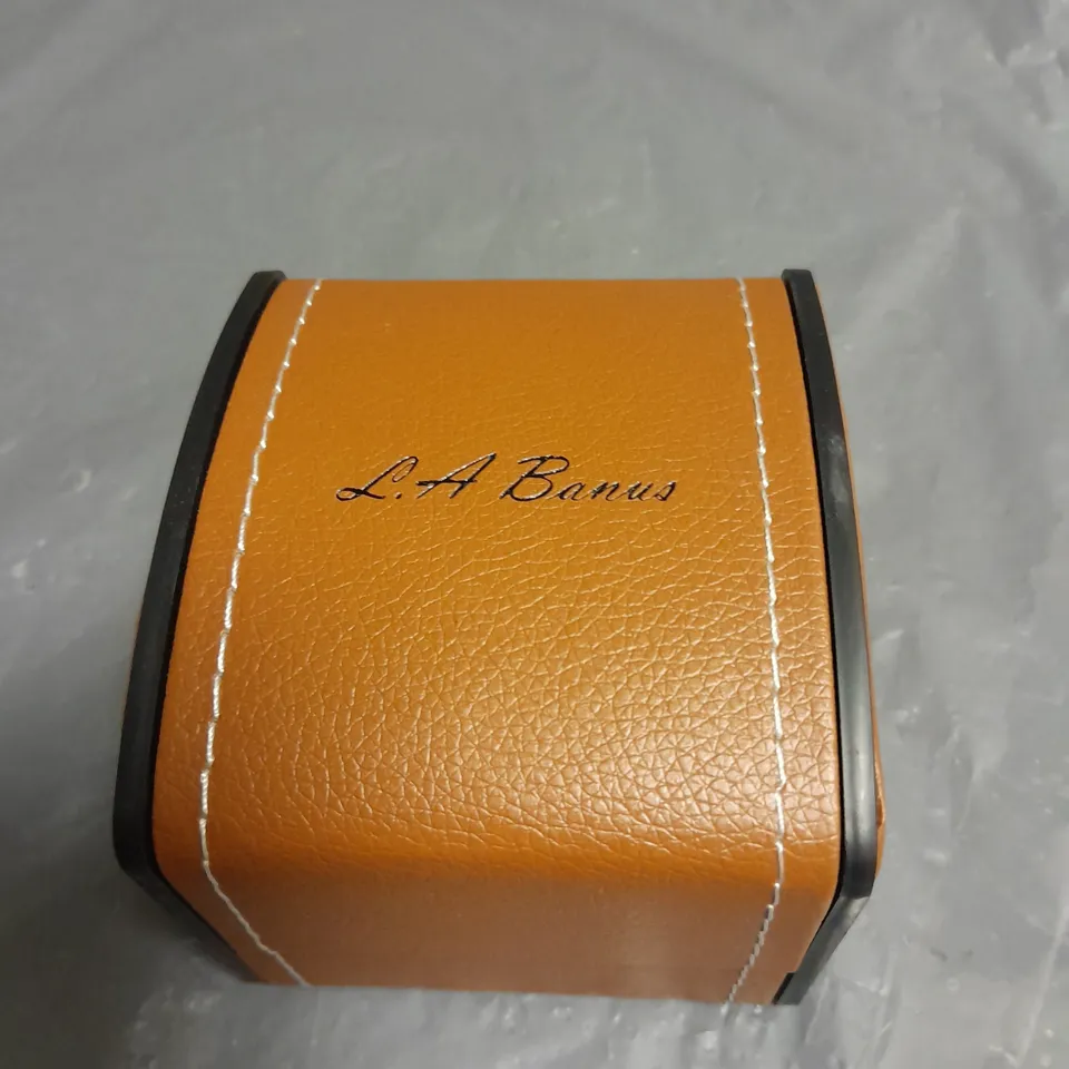 MENS LA BANUS WATCH WITH GOLD COLOUR CASE AND LEATHER STRAP