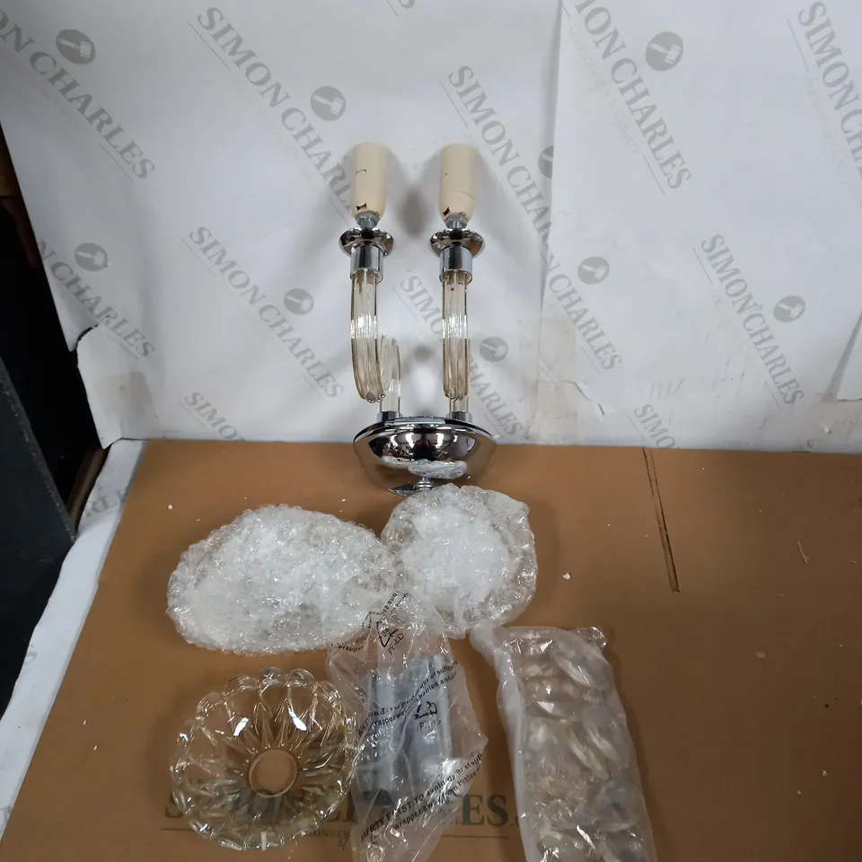 2LT WALL BRACKET CHAMPAGNE GLASS BEADS AND DROPPERS