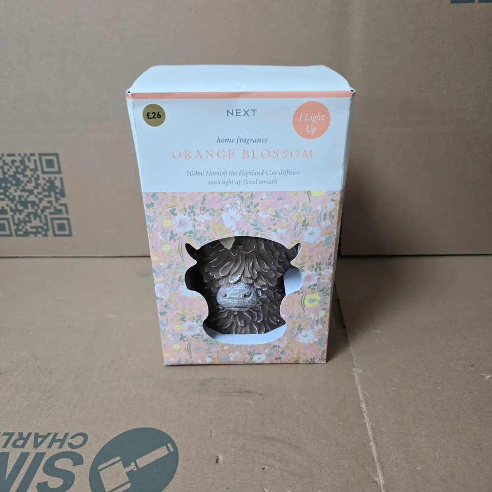 NEXT HOME FRAGRANCE ORANGE BLOSSOM HAMISH THE HIGHLAND COW DIFFUSER BOXED