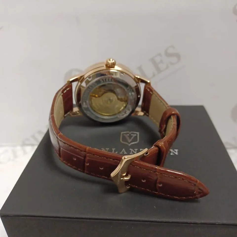 VONLANTHEN PART SKELETON CHRONOGRAPH WATCH WITH LEATHER STRAP