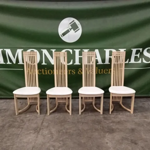 SET OF 4 QUALITY DESIGNER TALL-BACK DINING CHAIRS