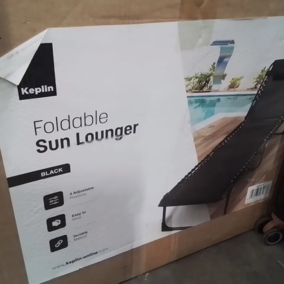 BOXED KEPLIN FOLDABLE SUN LOUNGER BLACK