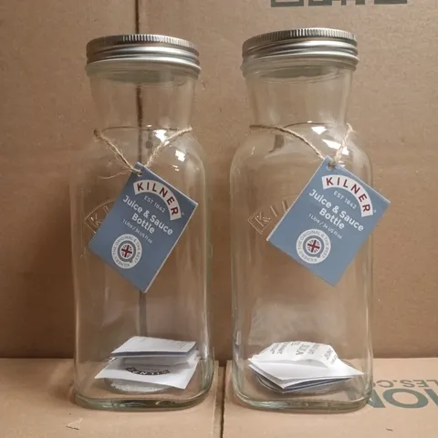 BOXED KILNER SET OF 2 X 1 LITRE JUICE & SAUCE BOTTLES