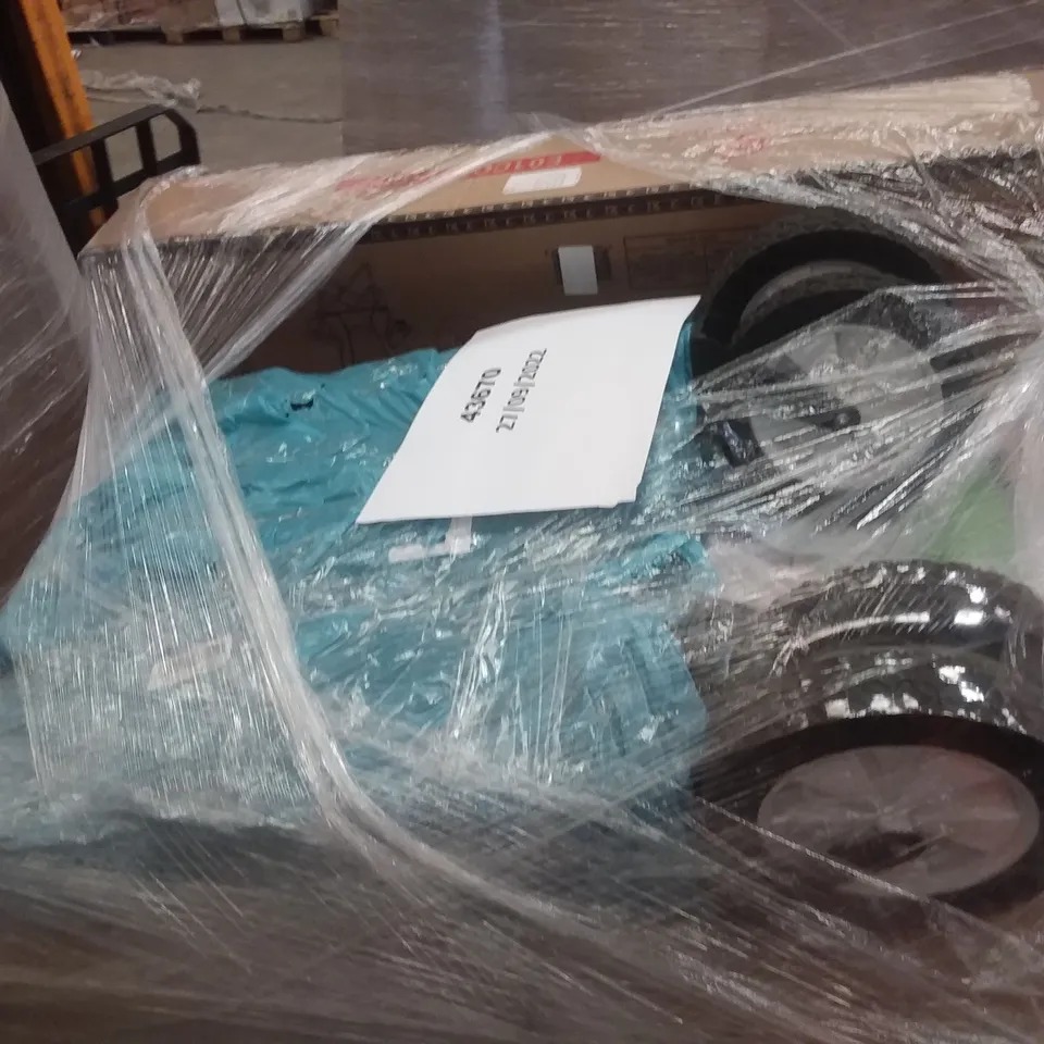 PALLET OF ASSORTED ITEMS INCLUDING ALPHA CAMP CAMPING CHAIR, AMANDA FLOATING SHELF, FOLD OUT CAMPING COT