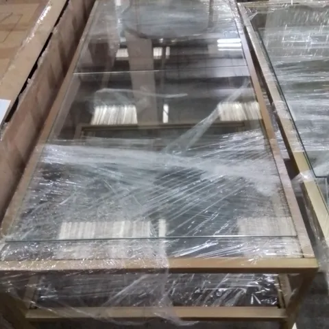 PRE-BUILT GOLD FRAME SET OF 2 COFFEE TABLES