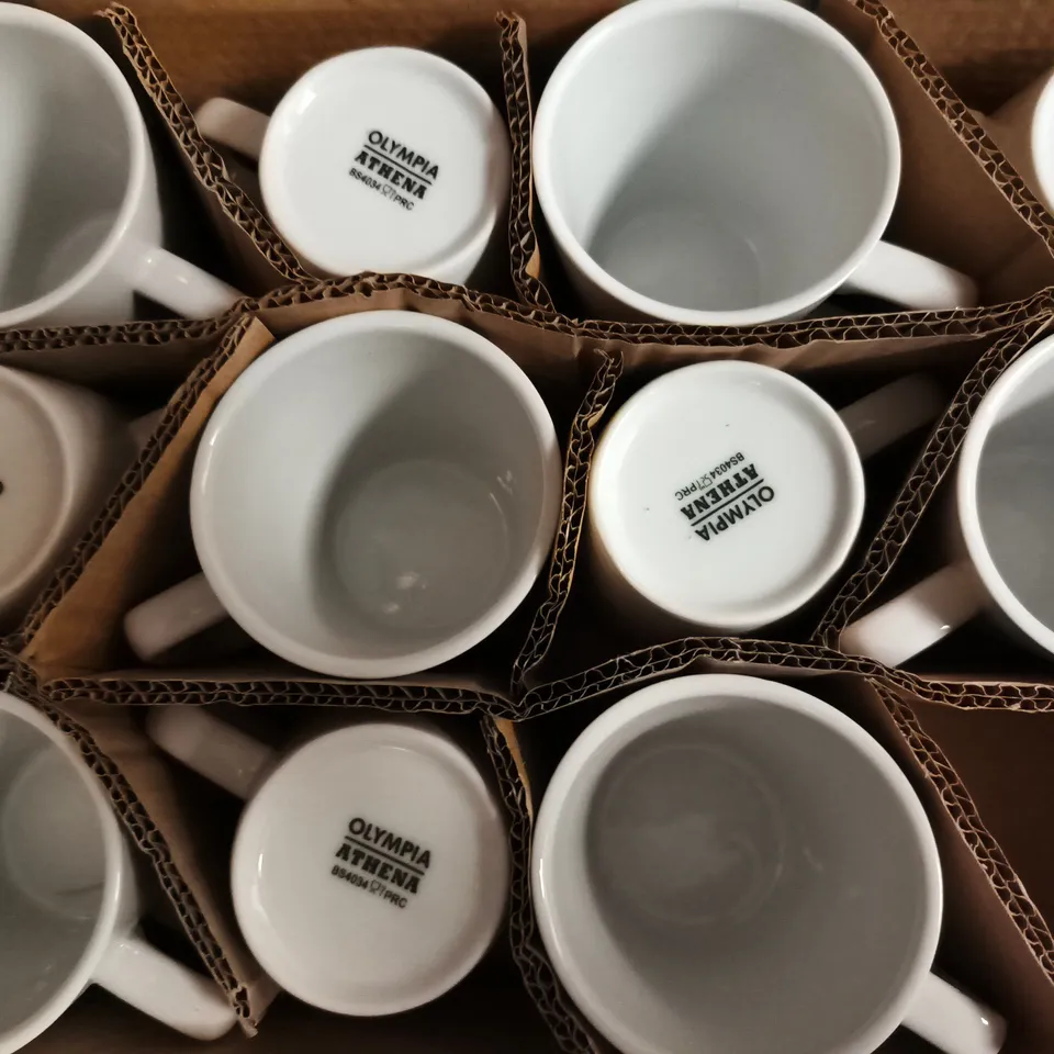 BOX OF APPROXIMATELY 12 ATHENA OLYMPIA HOTELWARE 285ML LATTE MUGS IN WHITE