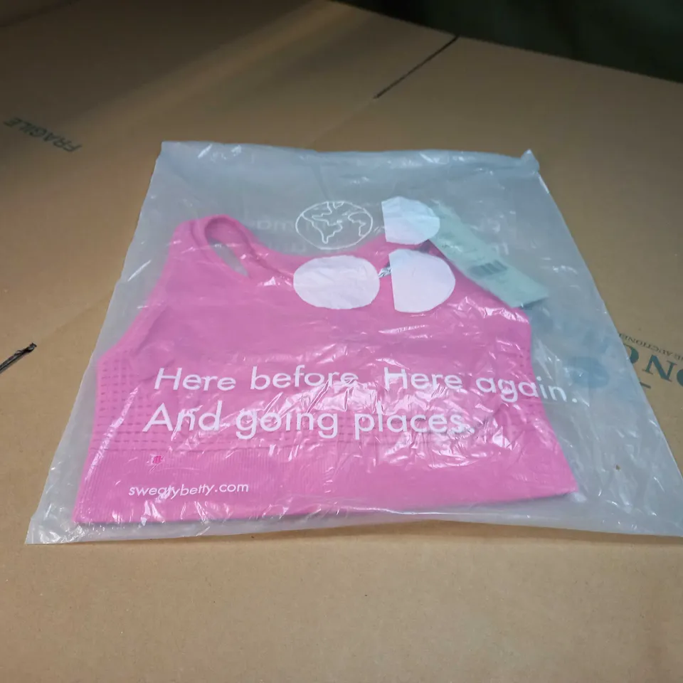 PACKAGED SWEATY BETTY PINK STAMINA MEDIUM SUPPORT WORK OUT BRA - MEDIUM