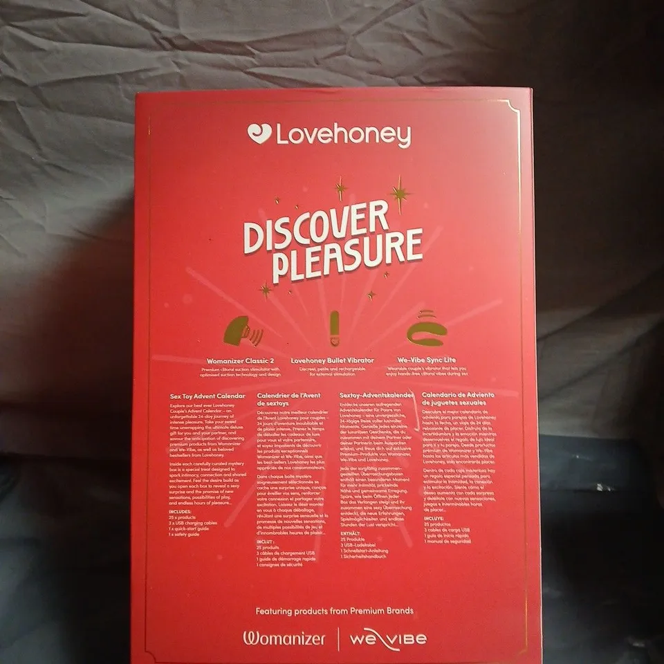 LOVEHONEY DISCOVER PLEASURE CALENDAR FOR COUPLES - INCLUDING WOMANIZER CLASSIC 2 , LOVE HONEY BULLET VIBRATOR AND WE VIBE SYNC LITE 