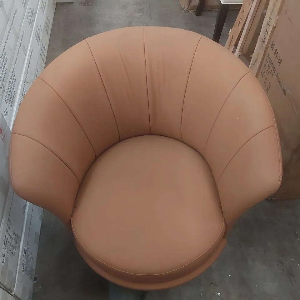 DESIGNER FAUX LEATHER UPHOLSTERED SWIVEL ARMCHAIR