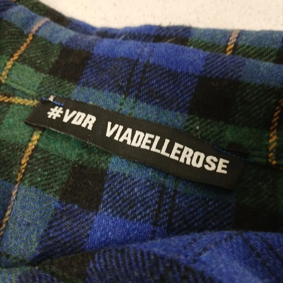 VIADEL ROSE JACKET – BLUE/GREEN CHECKS WITH LOGO PATCHES
