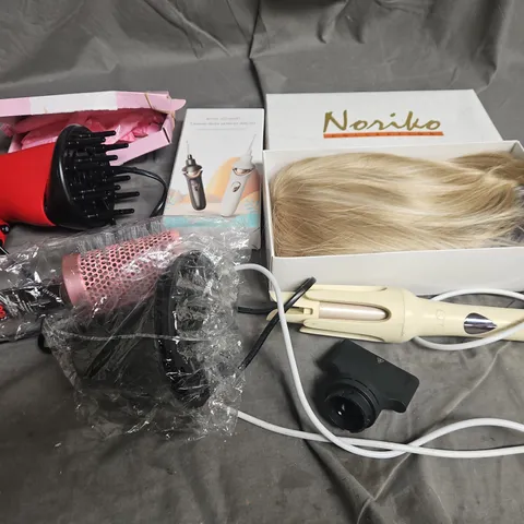 APPROXIMATELY 6 ASSORTED HEALTH & BEAUTY PRODUCTS TO INCLUDE BLONDE WIG, FLO TAMPONS, AND EAR SCOOP TOOL ETC.