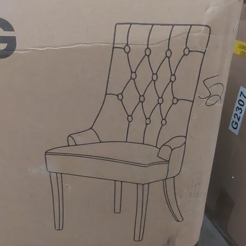 BOXED SET OF 2 FABRIC UPHOLSTERED DINING CHAIRS IN GREY