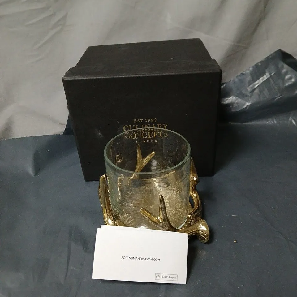 FORTNUM & MASON GLASS WITH BRASS STAND – CULINARY CONCEPTS LONDON, IN BLACK BOX