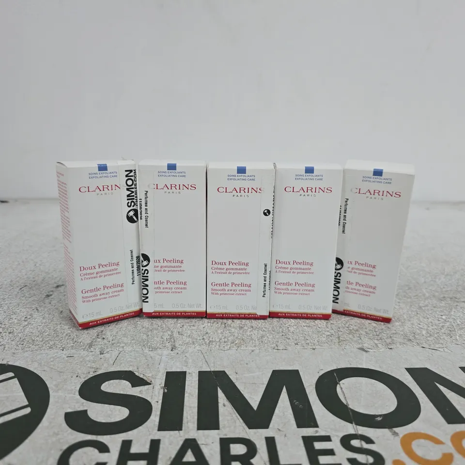 5 X CLARINS PARIS GENTLE PEELING SMOOTH AWAY CREAM 15ML