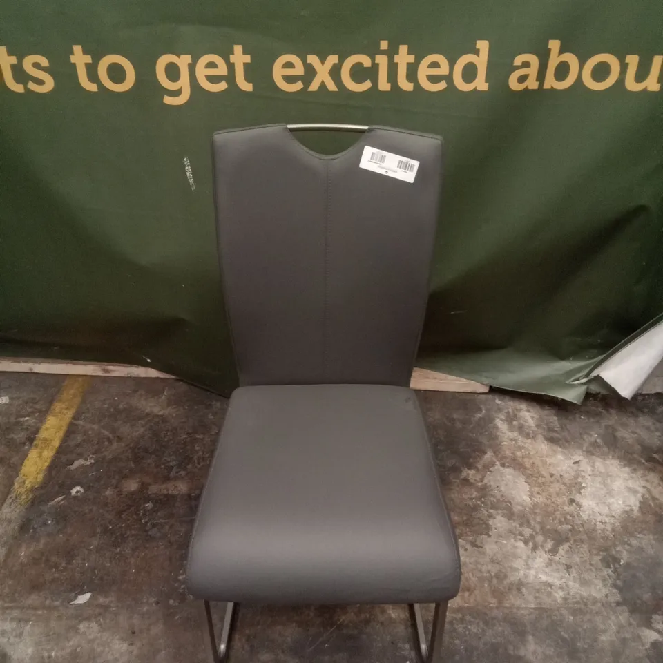 GREY FAUX LEATHER DINING CHAIR 