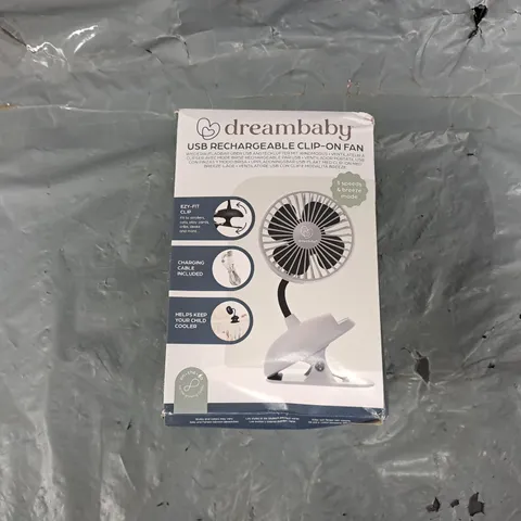 DREAMBABY USB RECHARGEABLE CLIP-ON CAGED FAN - GREY