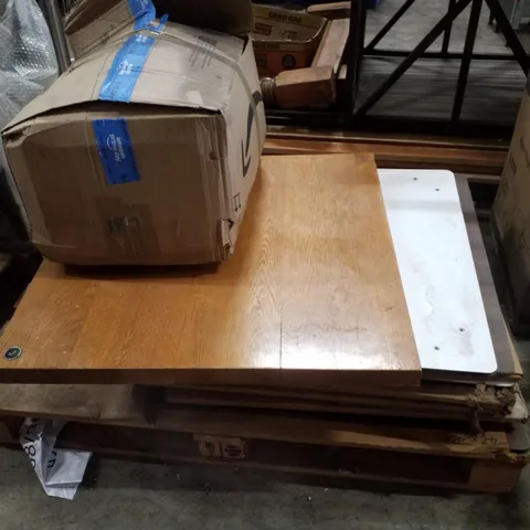 PALLET CONTAINING ASSORTED TABLE TOPS & CUSHION