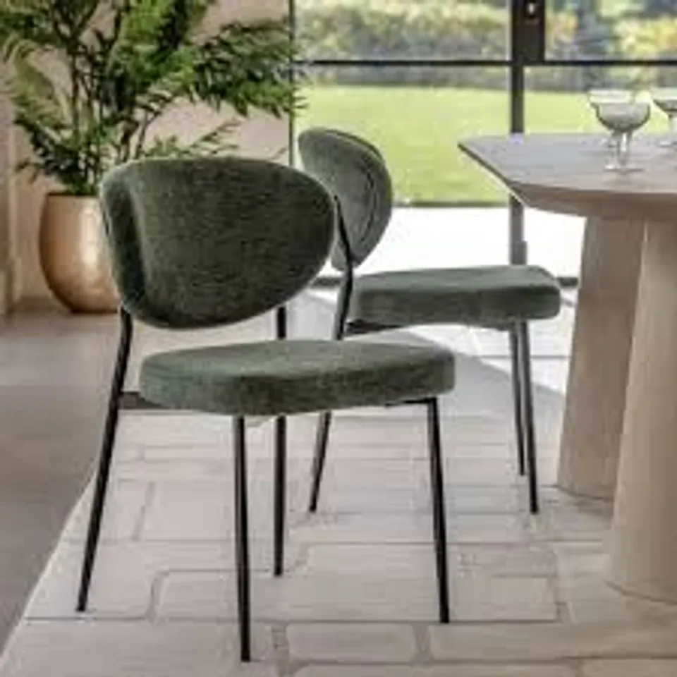 BOXED ORLA SET OF 2 DINING CHAIRS - GREEN (1 BOX)