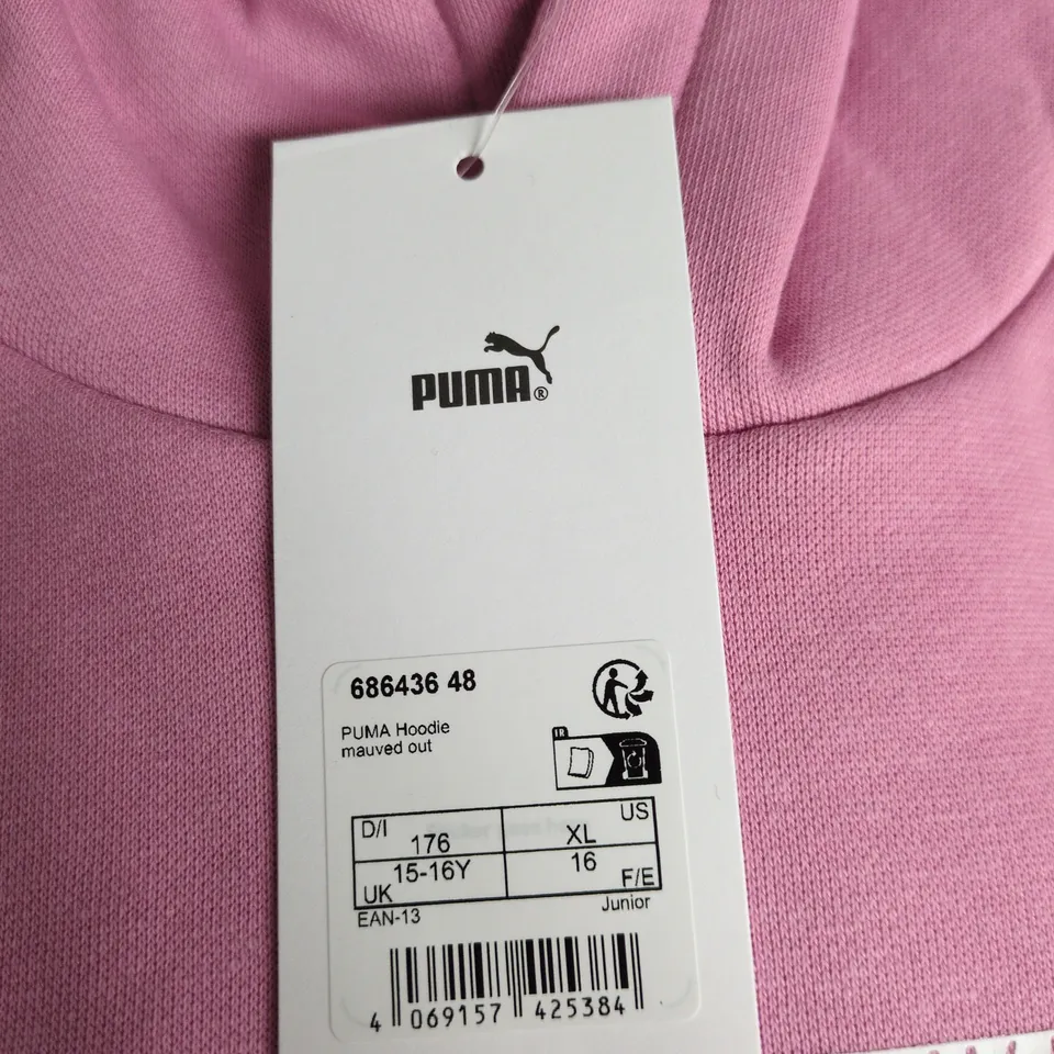 PUMA HOODIE – MAUVE PINK, JUNIOR UK 15-16Y (US XL)