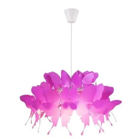 BOXED LIGHT PRESTIGE FARFALLA 1-LIGHT GEOMETRIC NOVELTY PENDANT PINK PLASTIC SHADE 40CM H X 50CM W X 50CM D