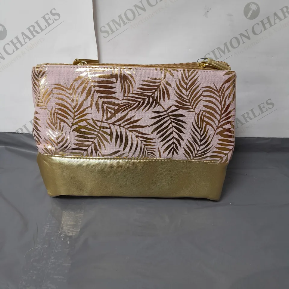 TAHARI COMESTICS BAG, LOTS OF STORAGE INSIDE PINK AND GOLD