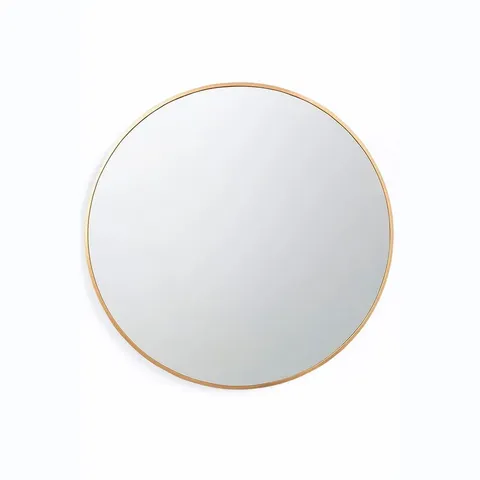 BOXED NEO GOLD METAL FRAME ANTI-RUST WALL MOUNTED ROUND MIRROR 50CM