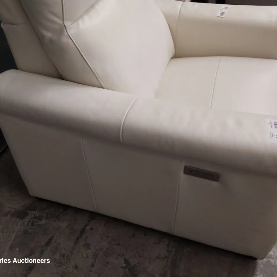QUALITY ITALIAN DESIGNER ADRIANO POWER RECLINING EASY CHAIR WHITE LEATHER 