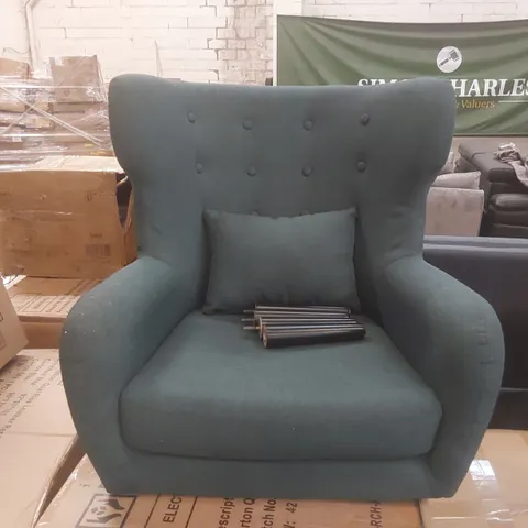 DESIGNER FABRIC UPHOLSTERED WINGBACK ARMCHAIR 