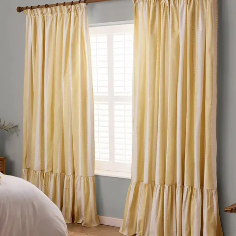 WYLDER BIRDIE STRIPE PENCIL PLEAT CURTAINS 66X90"