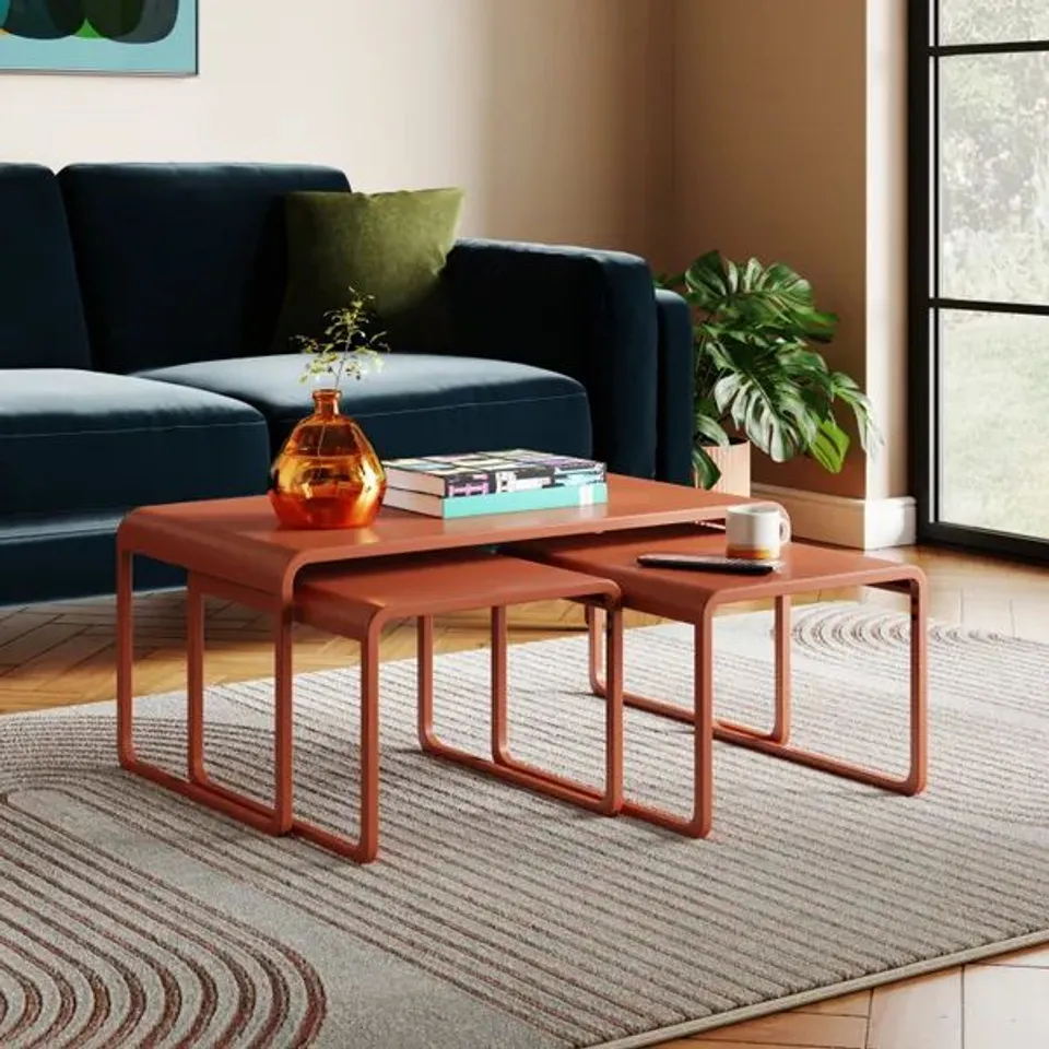 BOXED BOWIE NEST OF COFFEE TABLES - ORANGE UMBER (1 BOX)