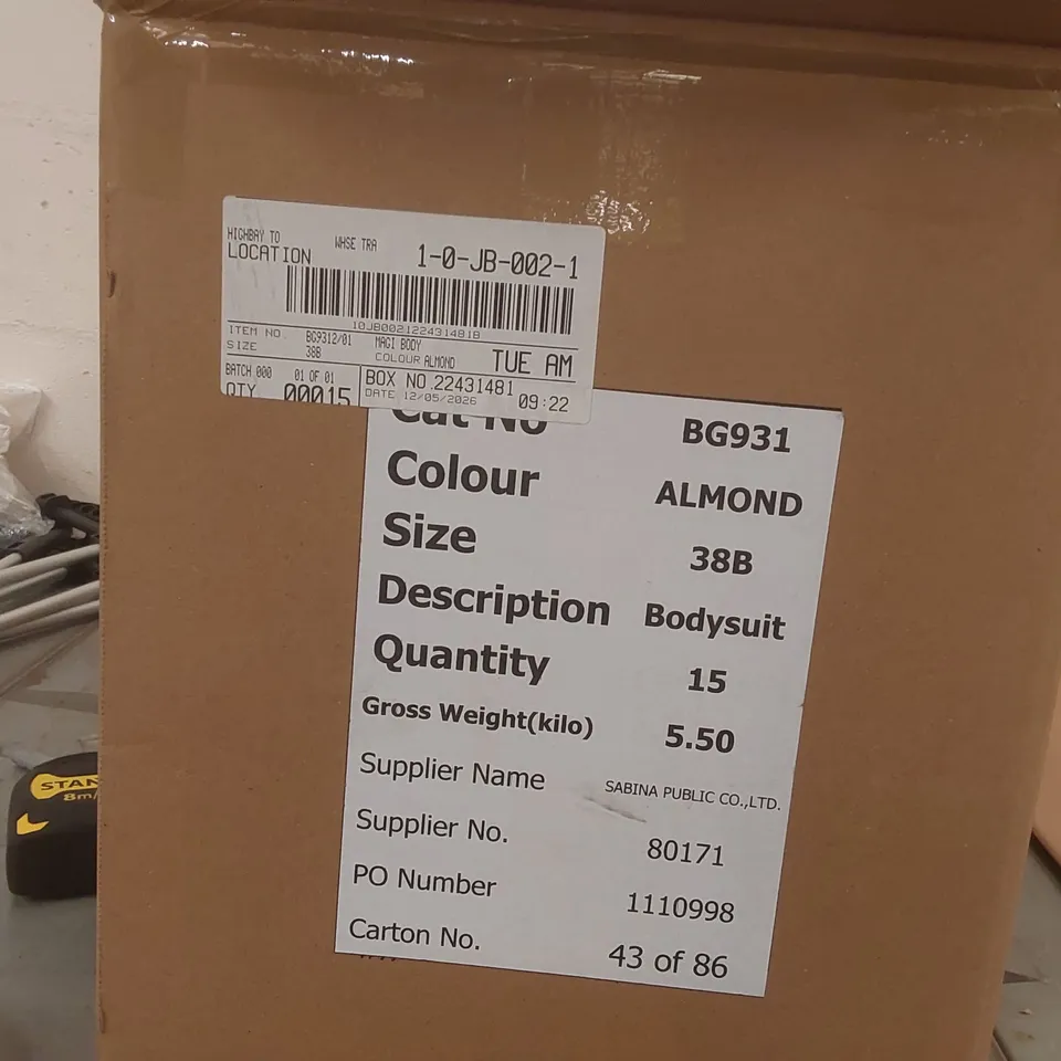 BOX CONTAINING APPROXIMATELY 15x BRAND NEW MAGISCULPT ALMOND BODYSUITS - SIZE 38B