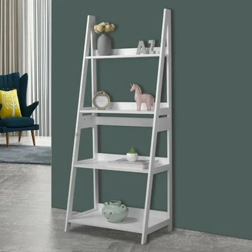 BOXED ALEXIAS 150cm H X 63cm W LADDER BOOKCASE IN WHITE (1 BOX)