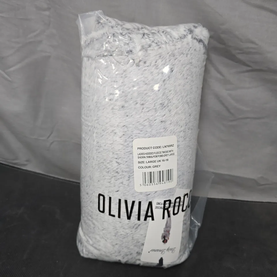 OLIVIA ROCCO LADIES HOODED FLEECE TWOSIE – GREY, UK 16-18