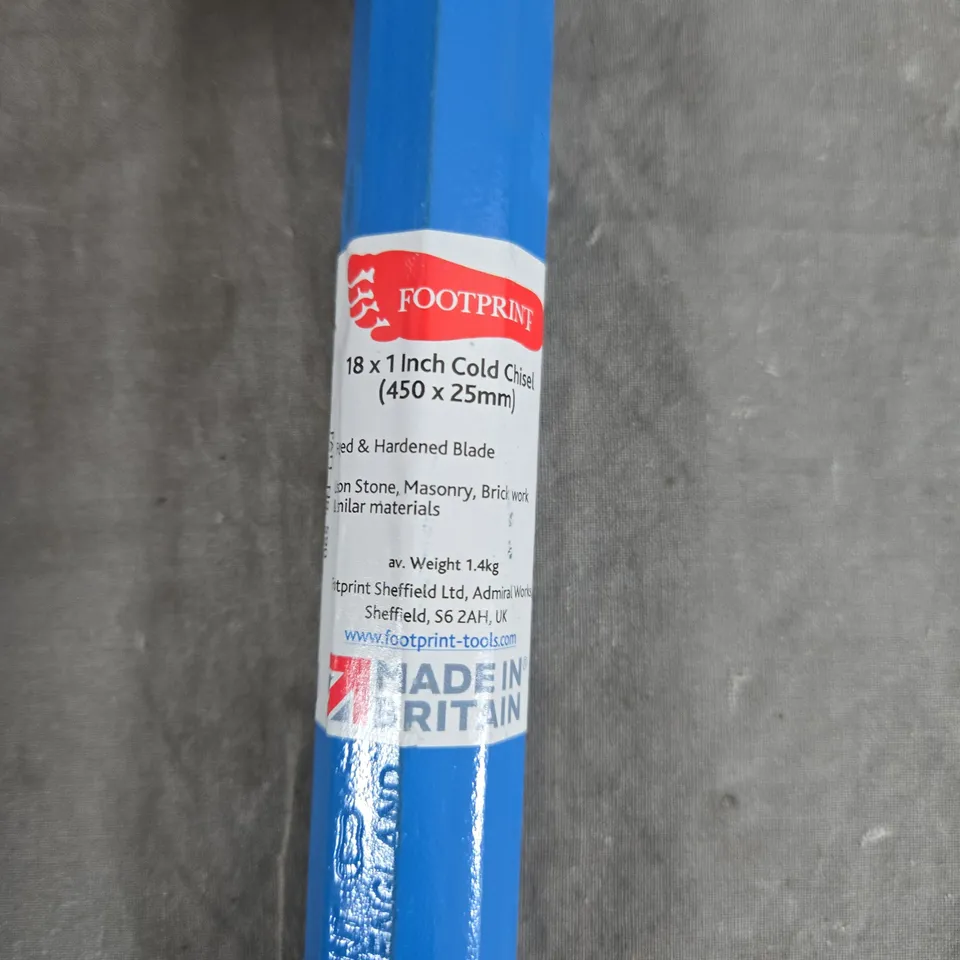 FOOTPRINT TOOLS 18X1IN COLD CHISEL – BLUE HANDLE, MADE IN BRITAIN