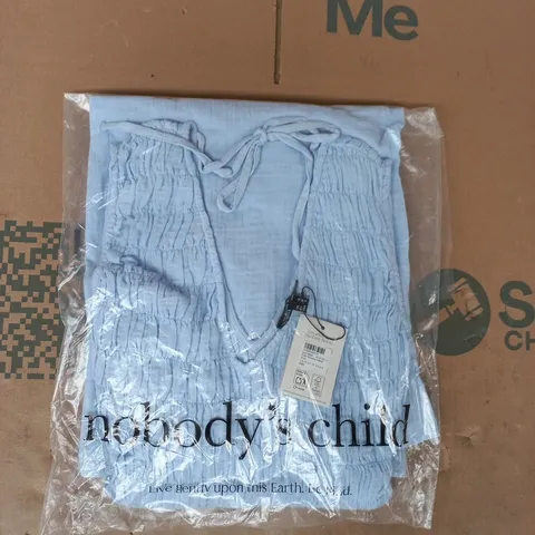 BAGGED NOBODY'S CHILD PETITE SLEEVELESS AUDREY DRESS IN BLUE SIZE UK 10