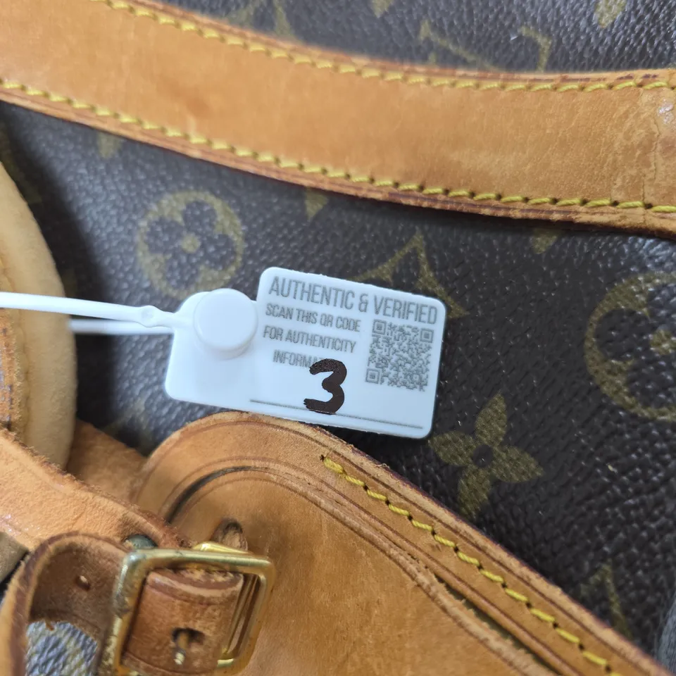 LOUIS VUITTON MONOGRAM CANVAS TRAVEL BAG WITH TAN LEATHER TRIMS