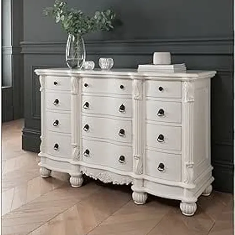 BRAND NEW BOXED HOMESDIRECT365 12 DRAWERS ANTIQUE STYLE CHEST - WHITE