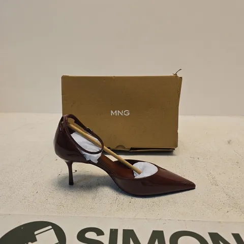 MNG BY MANGO WOMEN'S BROWN PATENT LEATHER HIGH-HEELED SHOES SIZE 5