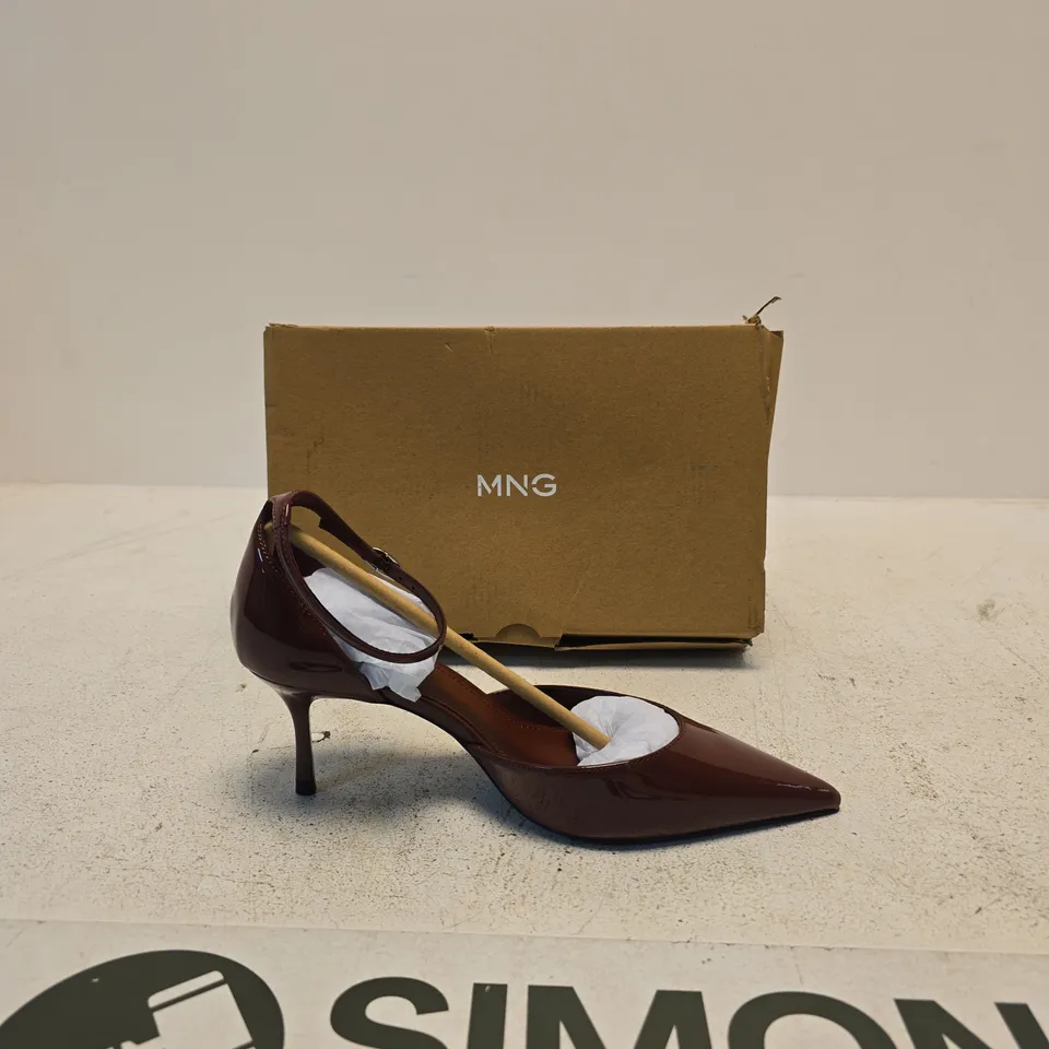 MNG BY MANGO WOMEN'S BROWN PATENT LEATHER HIGH-HEELED SHOES SIZE 5