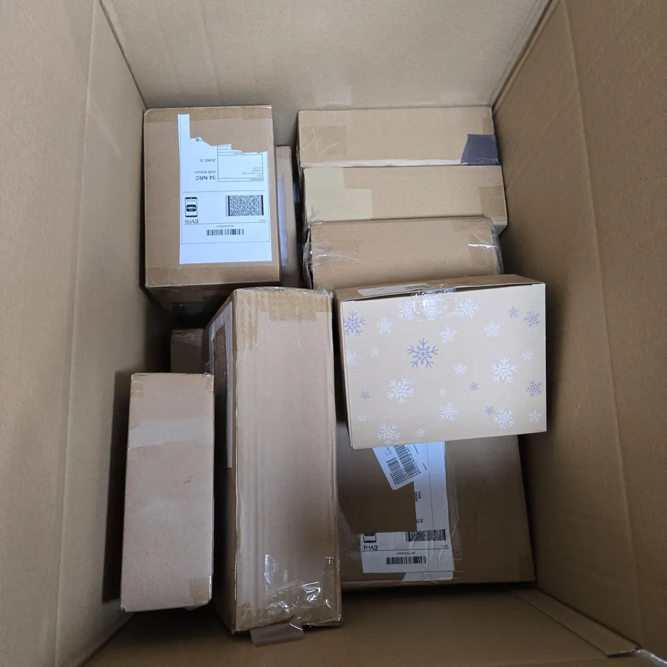 BOX OF APPROX 10 ASSORTED HOUSEHOLD ITEMS TO INCLUDE - TUPPERWARE - VANITY BOX - BOW DECORATIONS - ETC