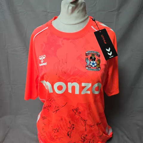 COVENTRY CITY FC FOOTBALL AWAY SHIRT – HUMMEL, MONZO SPONSOR, SIZE L, SIGNED