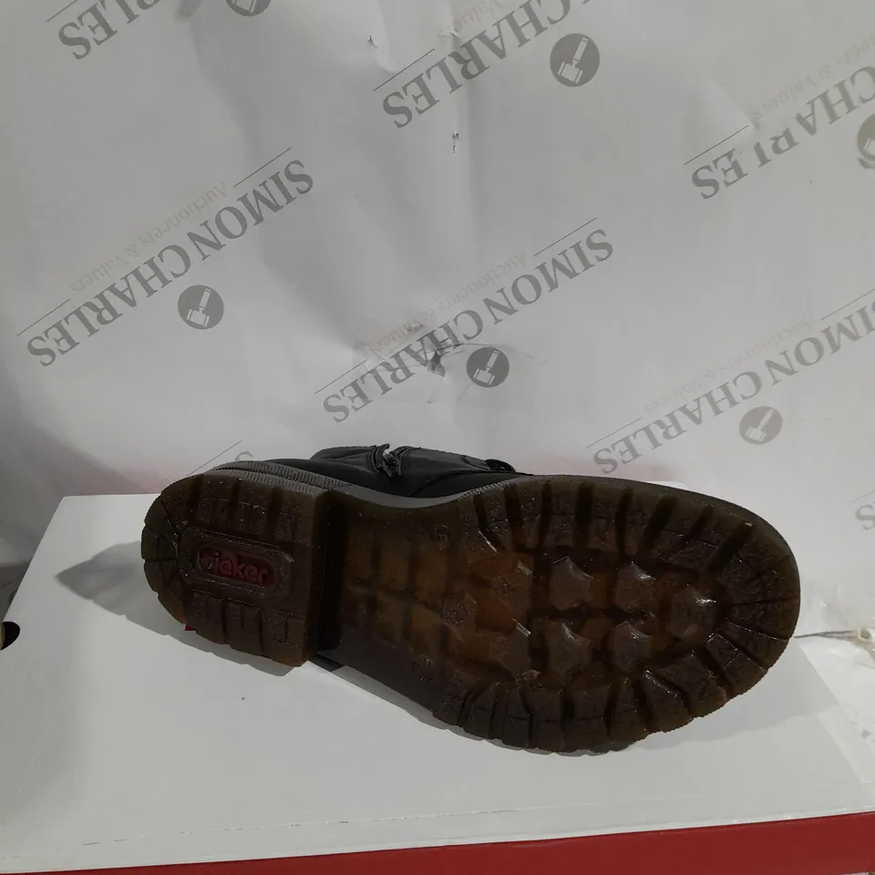 BOXED RIEKER LACE ANKLE BOOTS, BLACK - SIZE 5