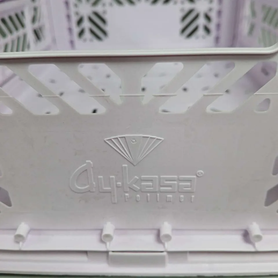 STACKABLE PLASTIC CRATES – 4-PACK, LAVENDER AND GREY